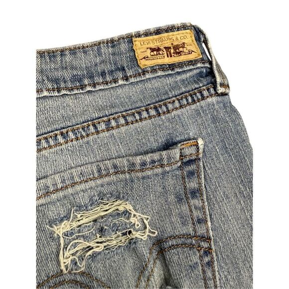 Levi’s Women’s 14 Cutoff Denim Jean Shorts Distressed Mid Rise Medium Wash - Picture 8 of 8